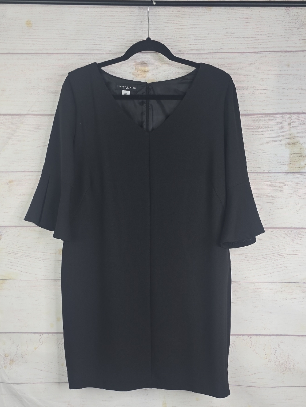 Simply Styled By Sears Black V-Neck Flutter Sleeve Midi Dress Sz Med NwT
